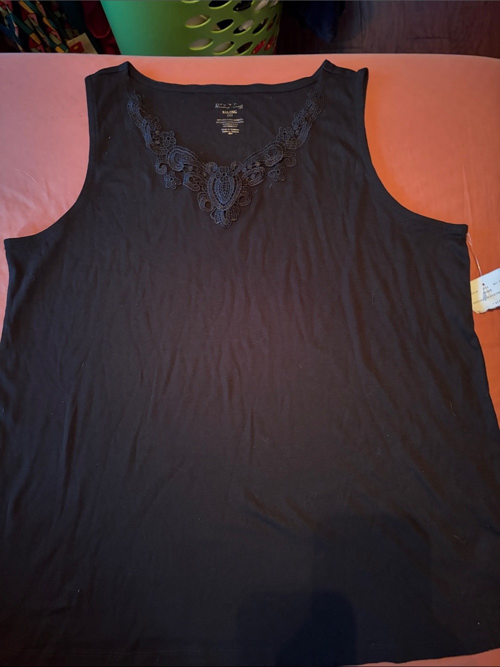 Women’s size xxl black tank top by White Stag with Lace Yoke
